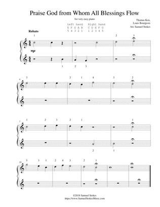 Praise God from Whom All Blessings Flow (Doxology) - for very easy piano