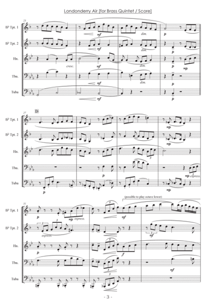 Londonderry Air (Danny Boy) [Brass Quintet] - Score Only image number null