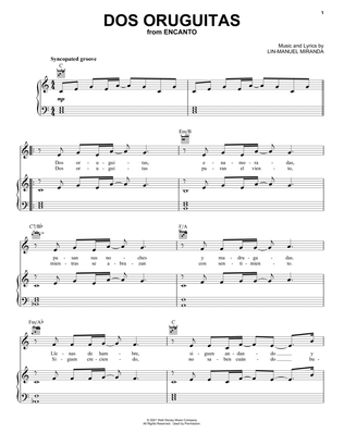 Dos Oruguitas (from Encanto) - Piano/Vocal/Guitar