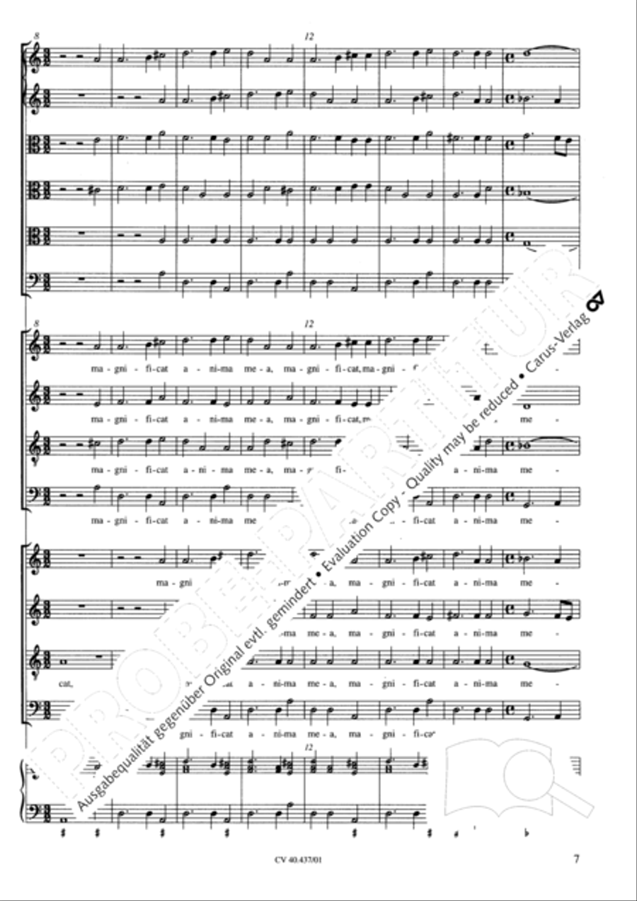 Magnificat a 8 voci con 6 vel 10 istromenti 4-Part scores gallery preview page 3
