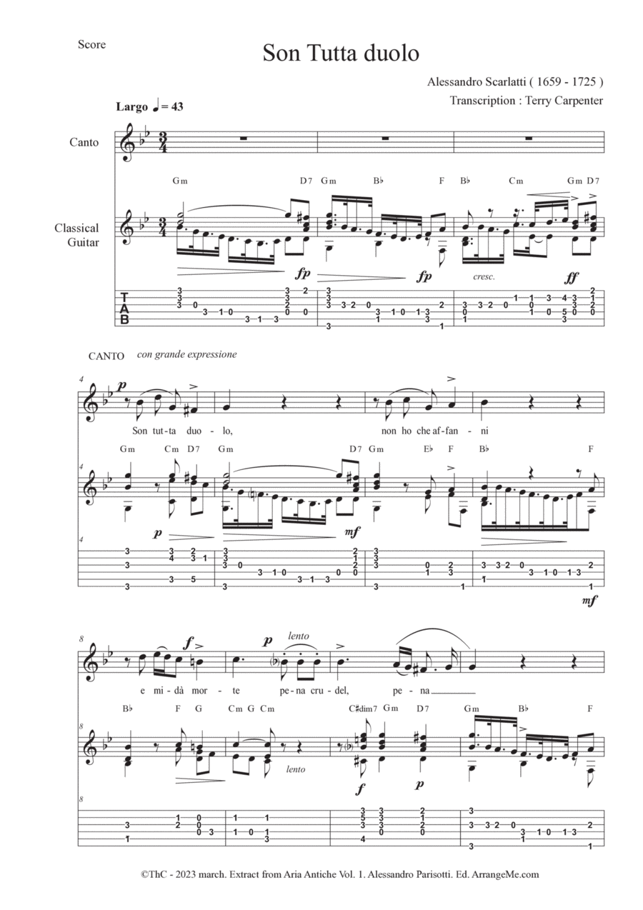 Son tutta duolo ( Extract from Aria Antiche Vol.1) Acoustic Guitar scores gallery preview page 1