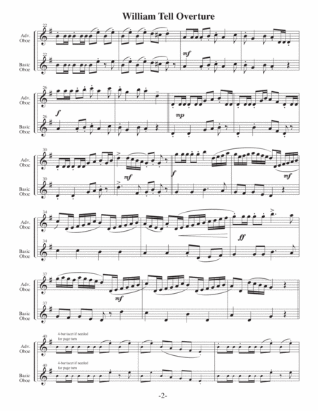 William Tell Overture (Arrangements Level 4 to 6+ for OBOE + Written Acc) image number null