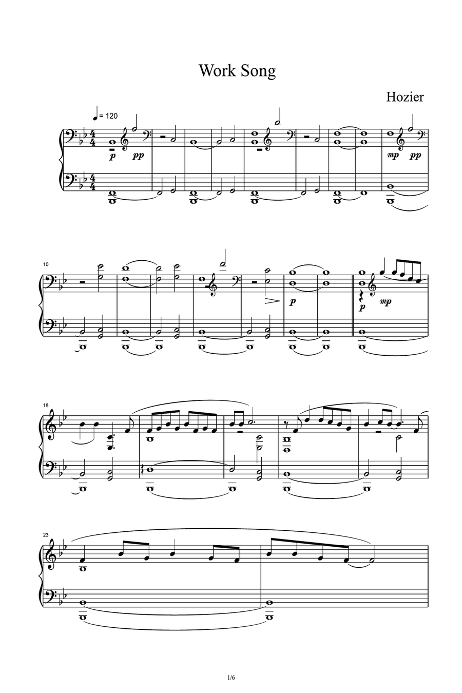 Work Song Piano Solo scores gallery preview page 1
