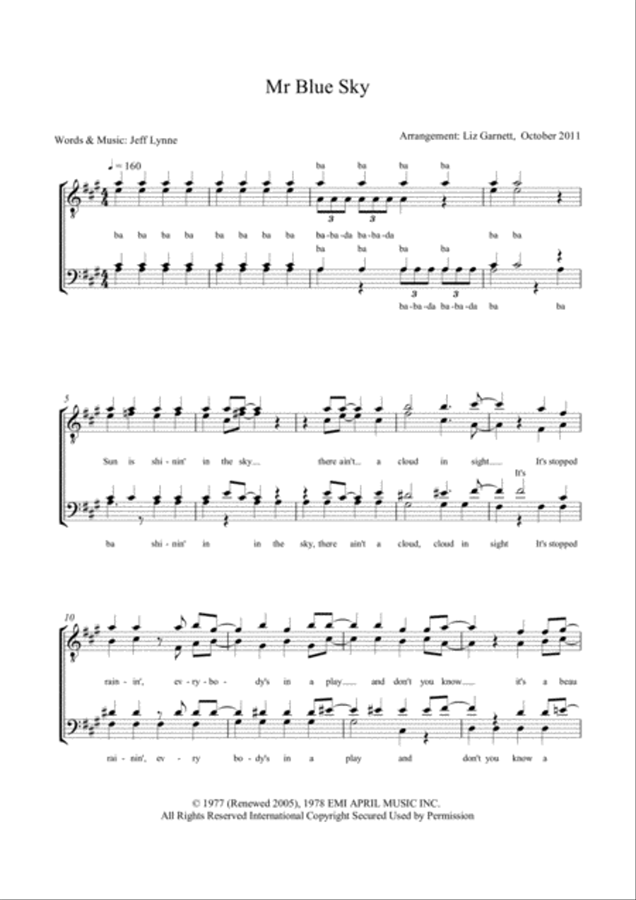 Mr. Blue Sky 4-Part scores gallery preview page 1