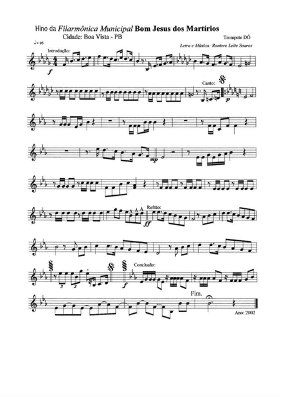 Hino da Filarmônica Bom Jesus (Loira Lira) Marching Band scores gallery preview page 4