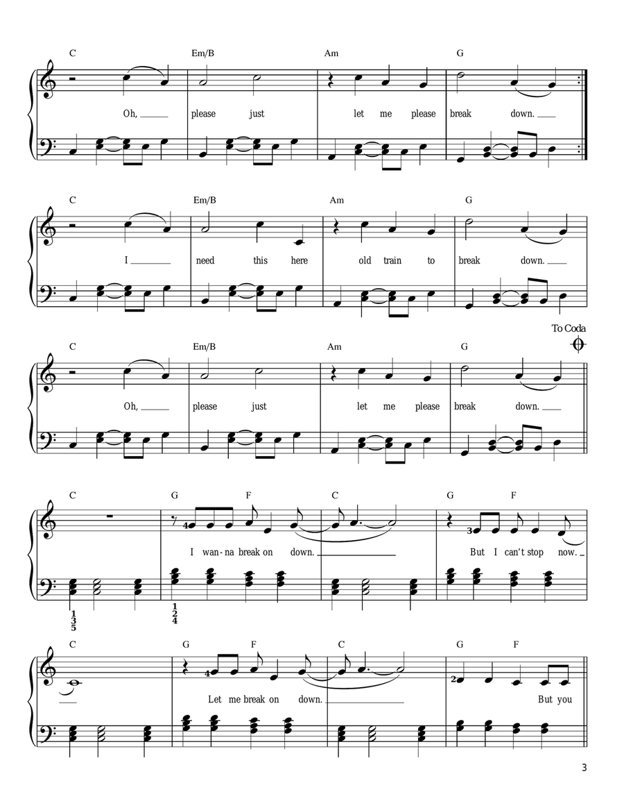 Breakdown Easy Piano scores gallery preview page 3