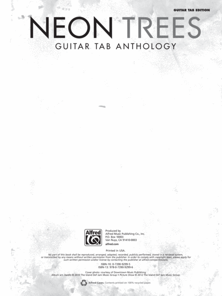 Neon Trees -- Guitar TAB Anthology