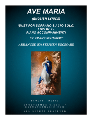 Ave Maria (Duet for Soprano & Alto Solo - English Lyrics - Low Key) - Piano Accompaniment
