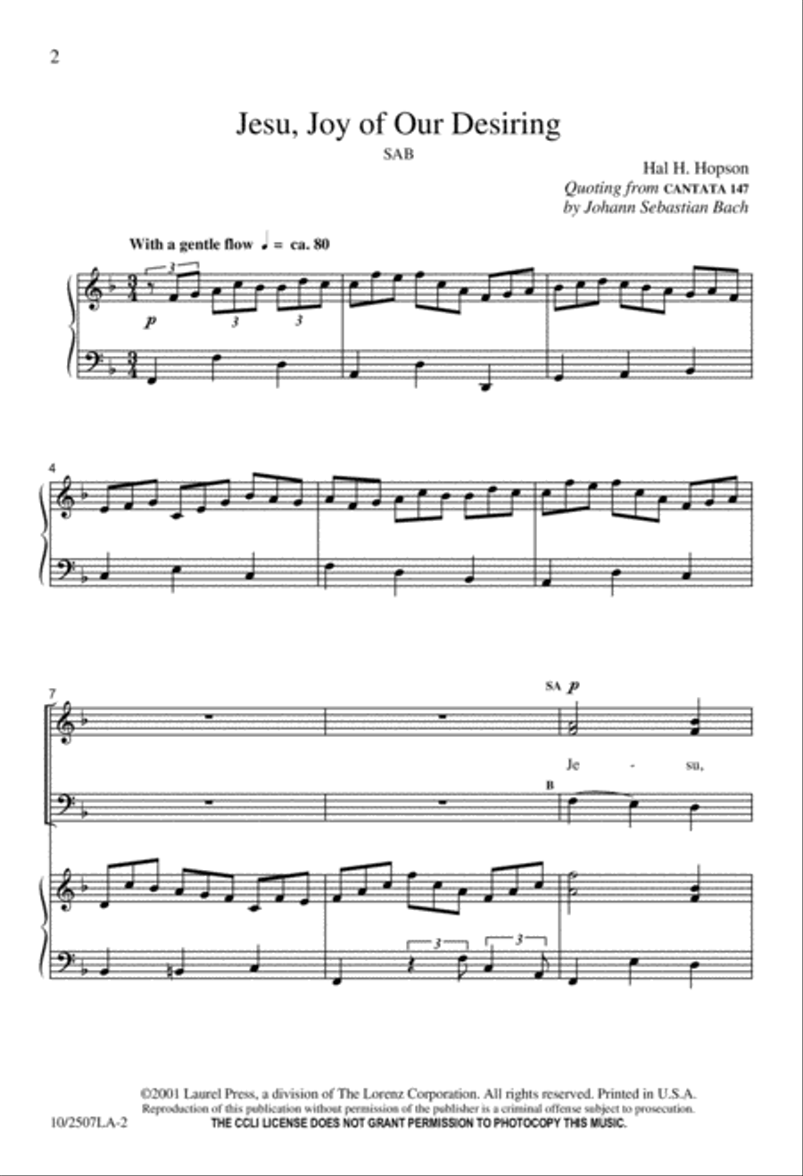 Jesu, Joy of our Desiring 3-Part scores gallery preview page 2