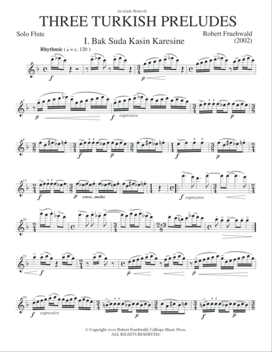 Three Turkish Preludes Flute Solo scores gallery preview page 2