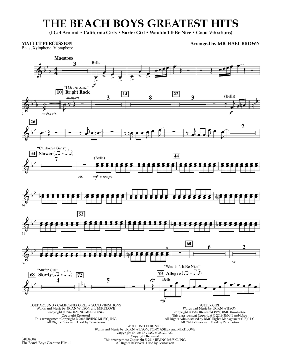 The Beach Boys Greatest Hits - Mallet Percussion Concert Band scores gallery preview page 1