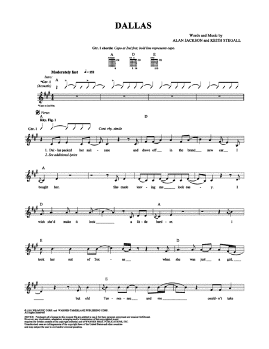 Dallas Electric Guitar scores gallery preview page 1