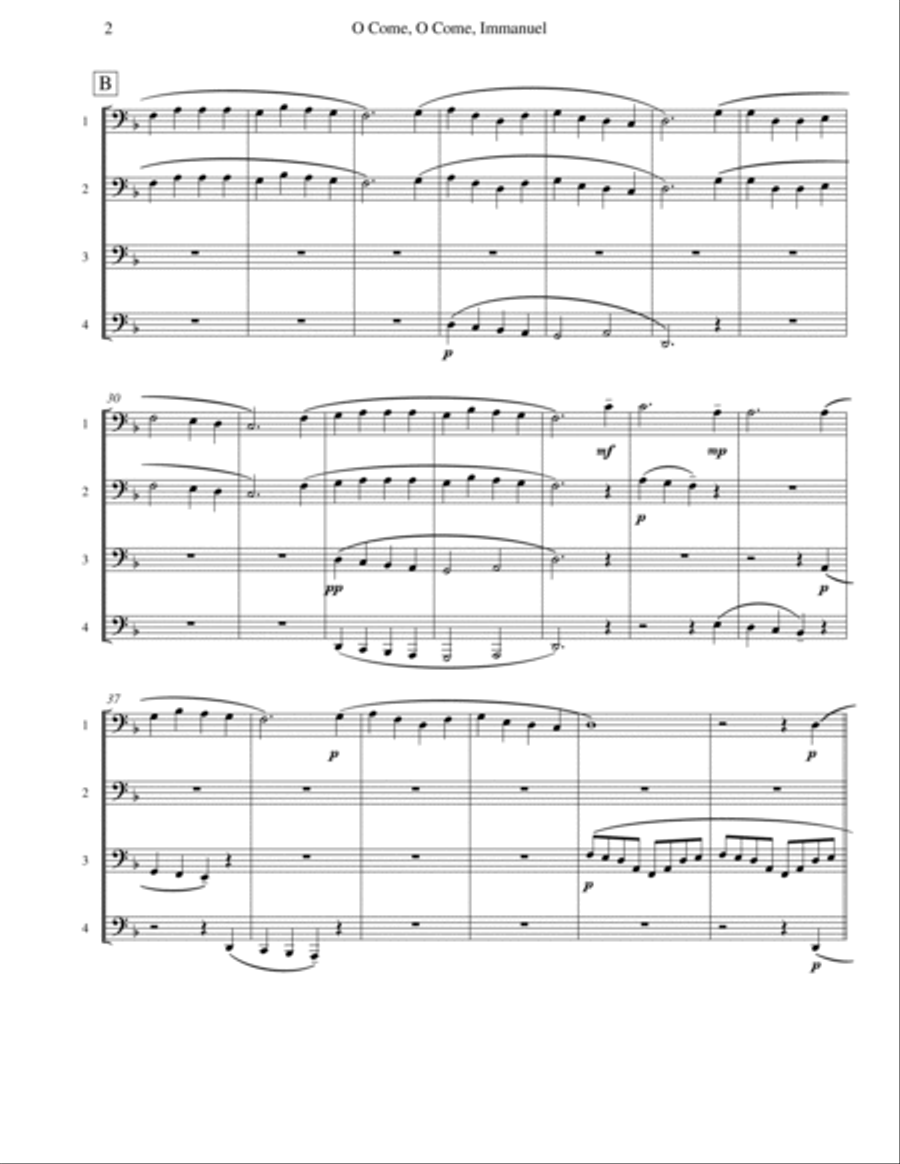 O Come, O Come, Immanuel (Emmanuel) - Tuba Quartet Brass Quartet scores gallery preview page 2