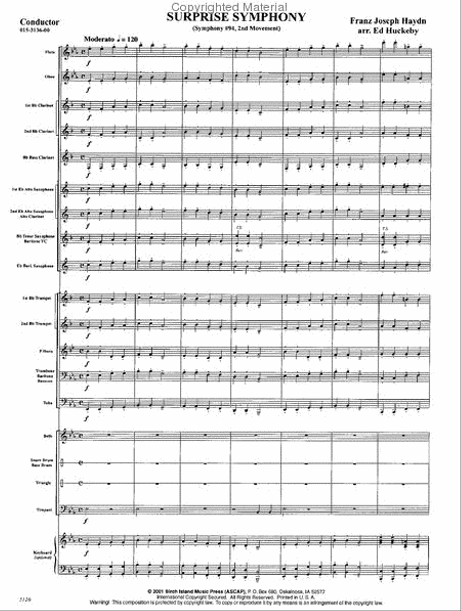 Surprise Symphony, 2nd movement Concert Band scores gallery preview page 2
