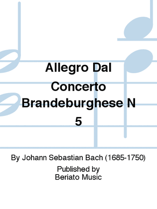 Book cover for Allegro Dal Concerto Brandeburghese N 5