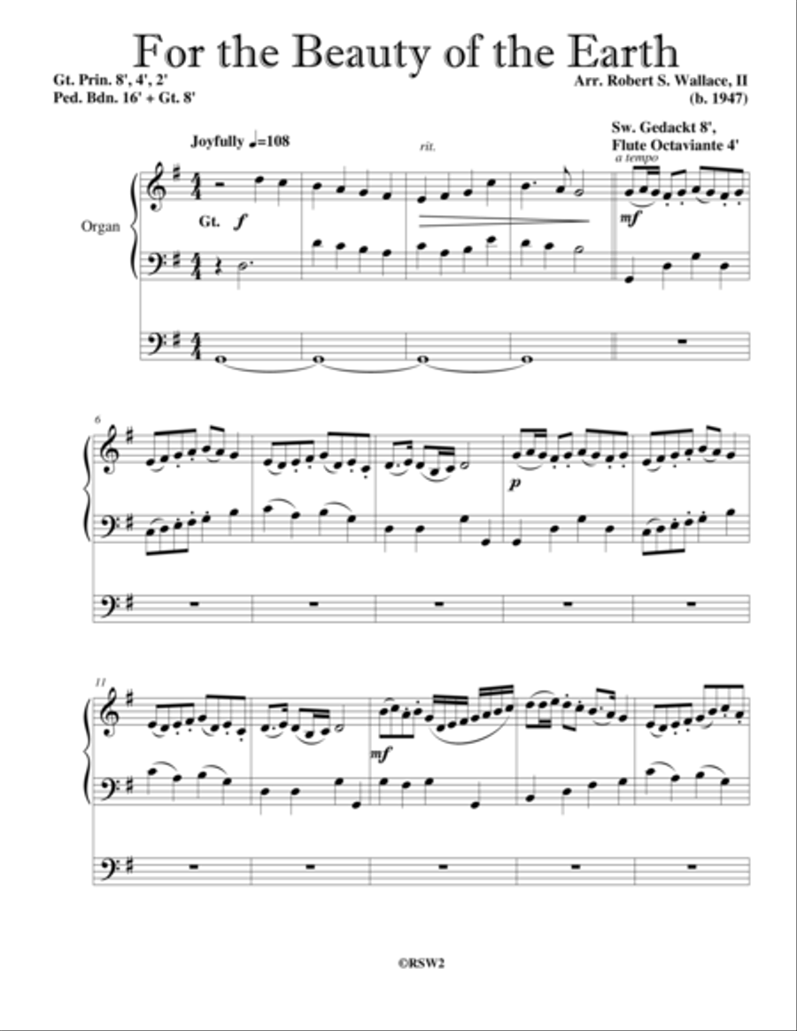 For the Beauty of the Earth Organ Solo scores gallery preview page 1