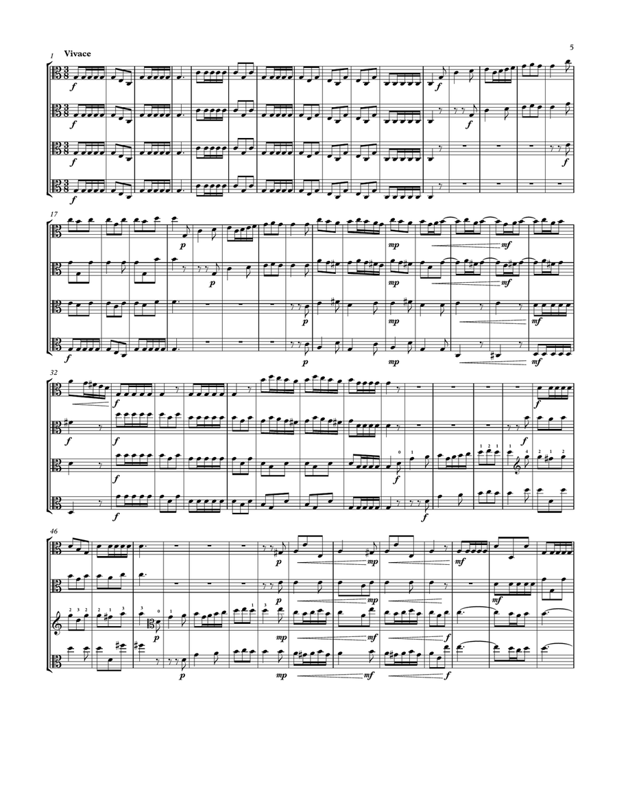 Concerto No. 1 in C Major for Four Violas Unaccompanied, TWV40:201 String Quartet scores gallery preview page 5