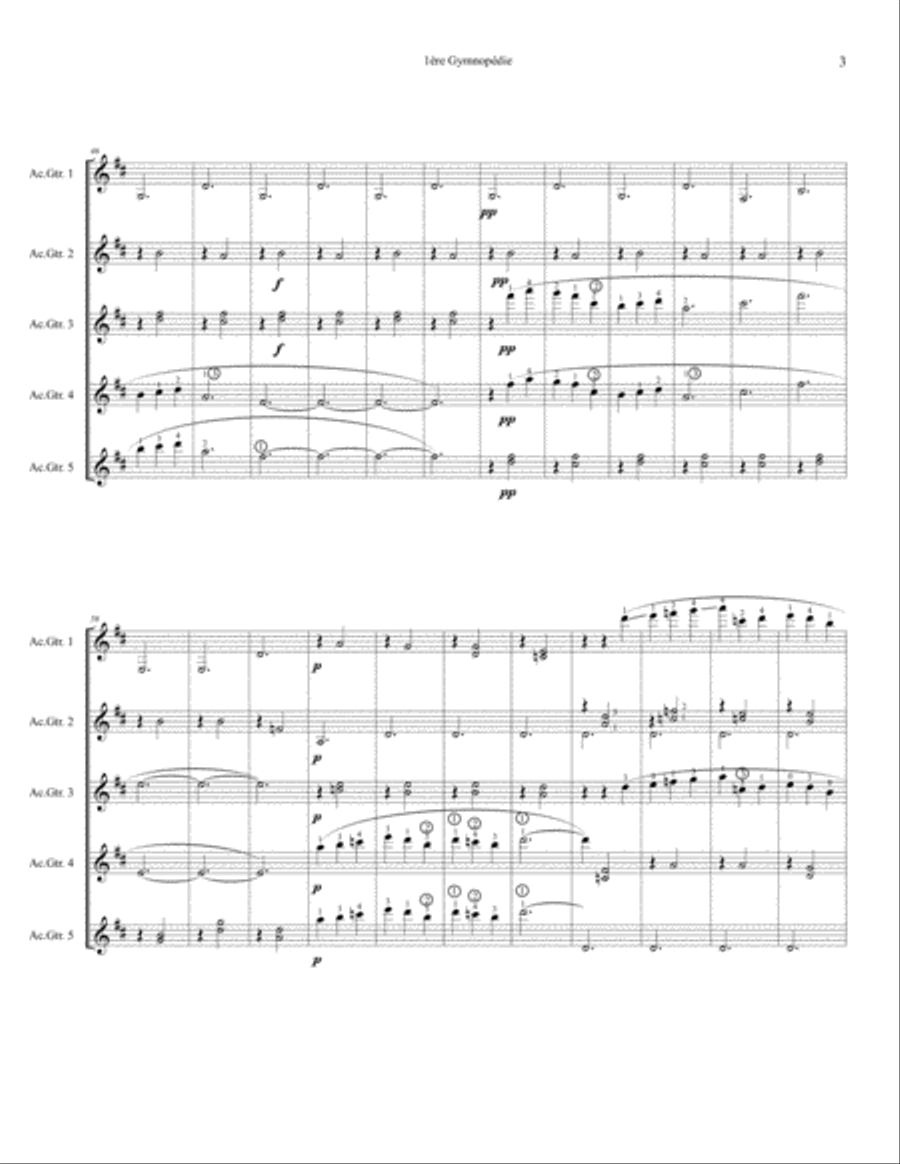 1ère Gymnopédie - 5 Guitar Version Small Ensemble scores gallery preview page 4