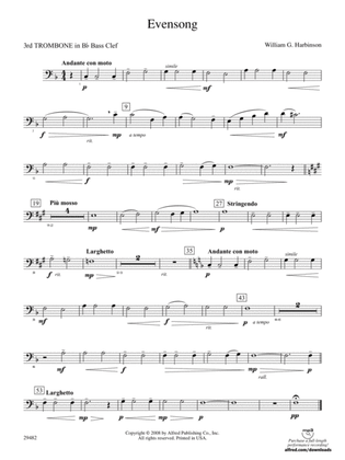 Evensong: (wp) 3rd B-flat Trombone B.C.