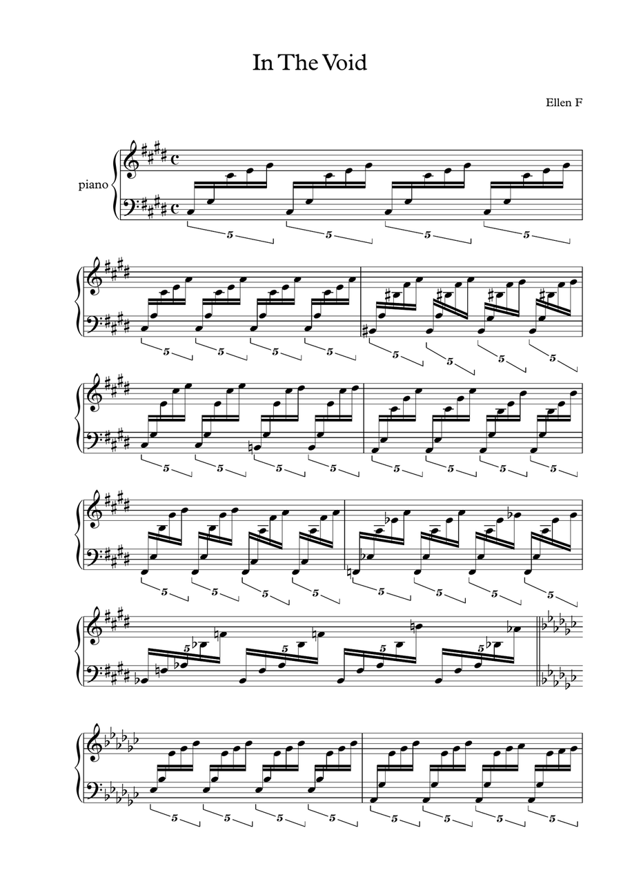 In The Void Piano Solo scores gallery preview page 1