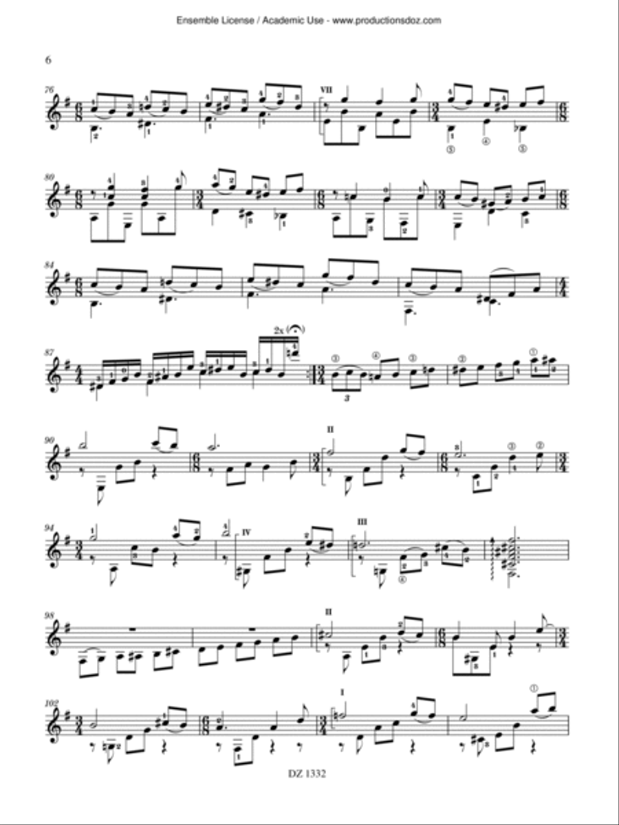 Tres Danzas Classical Guitar scores gallery preview page 6