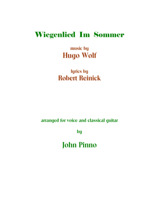 Book cover for Wiegenlied Im Sommer (voice and classical guitar)