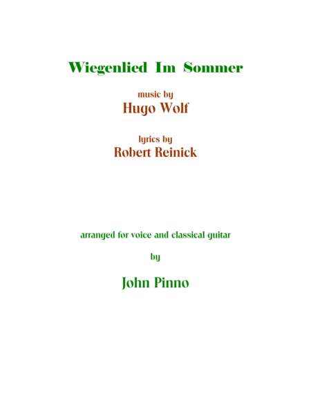 Wiegenlied Im Sommer (voice and classical guitar)