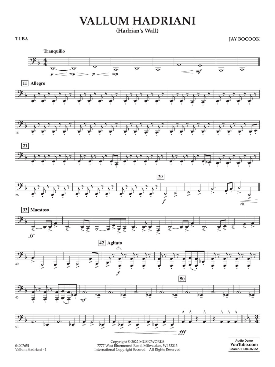 Vallum Hadriani (Hadrian's Wall) - Tuba Concert Band scores gallery preview page 1