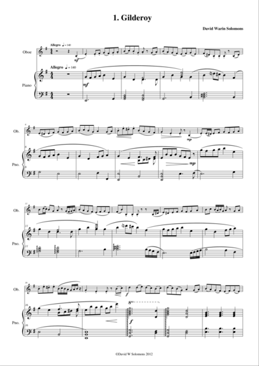 Folk Song Snapshots for Oboe and Piano Woodwind Duet scores gallery preview page 1