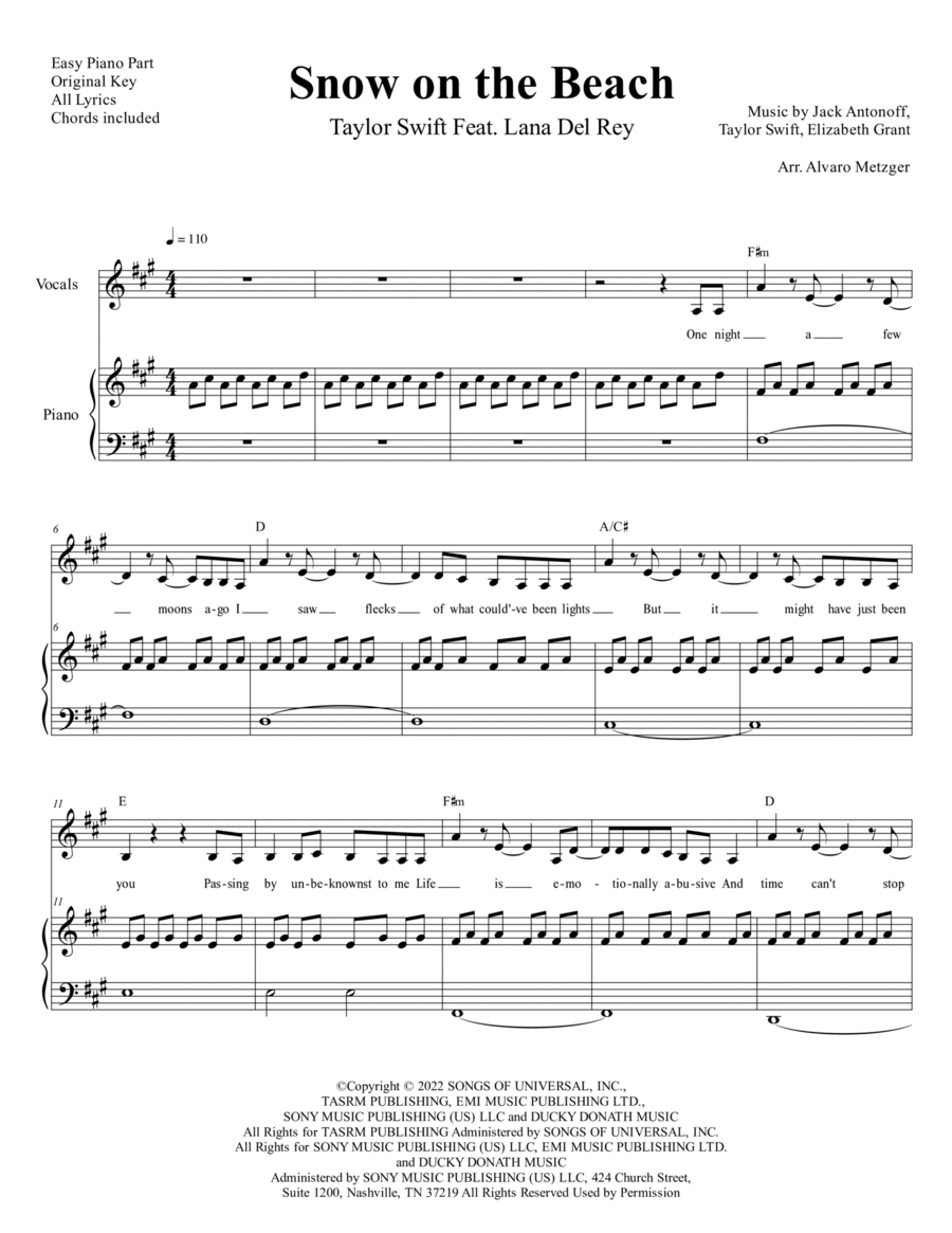 Snow On The Beach Voice scores gallery preview page 1