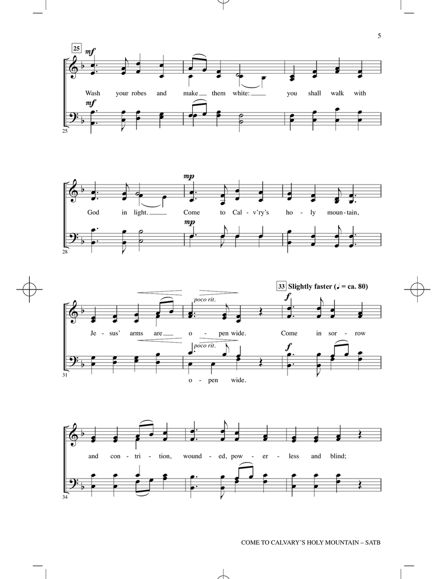 Come To Calvary's Holy Mountain 4-Part scores gallery preview page 3