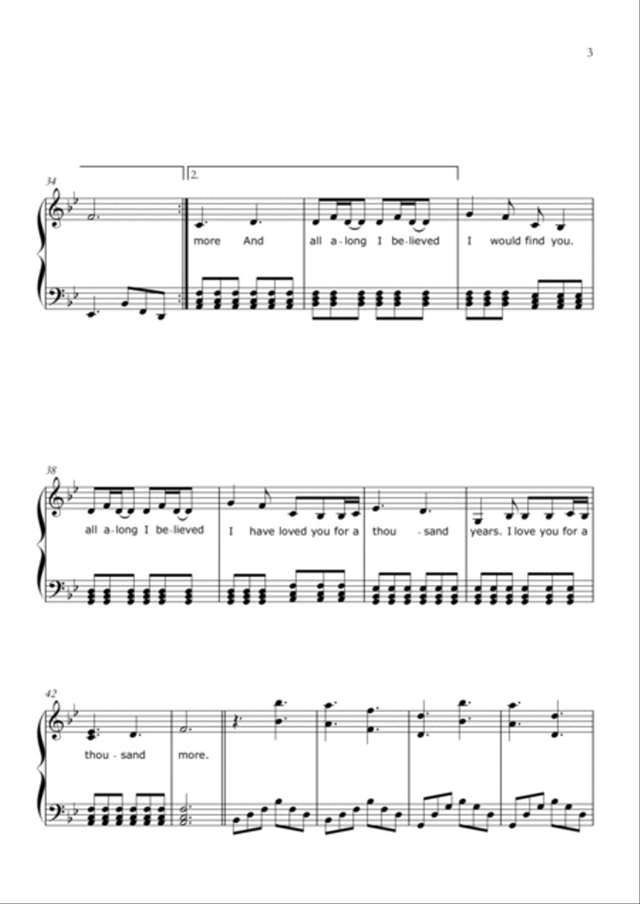 A Thousand Years Easy Piano scores gallery preview page 3