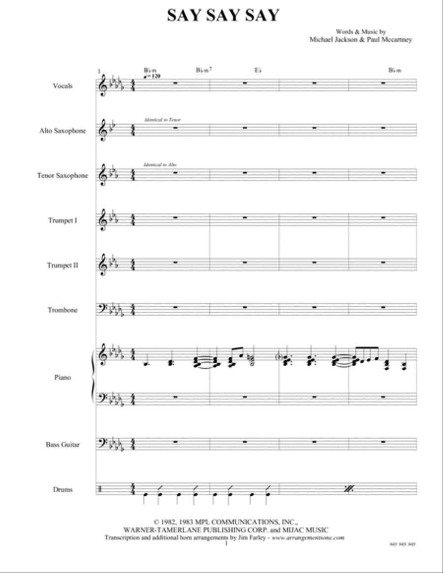 Say Say Say Tenor Saxophone scores gallery preview page 3