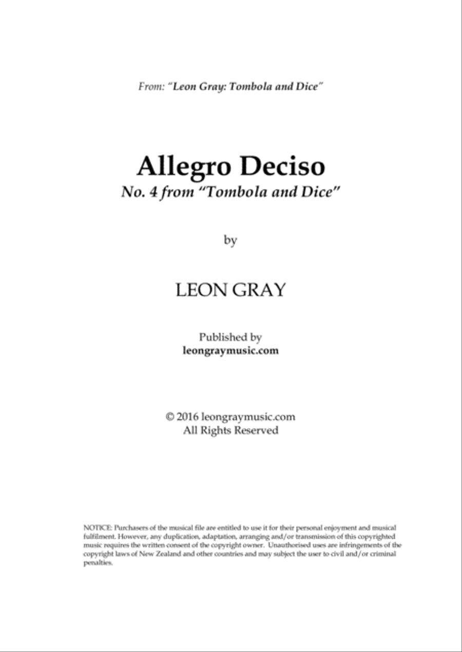 Allegro Deciso, Tombola and Dice (No. 4), Leon Gray