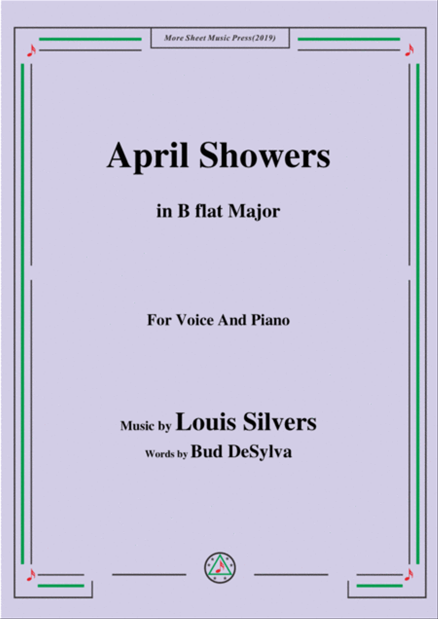 Louis Silvers-April Showers,in B flat Major,for Voice&Piano Voice scores gallery preview page 1