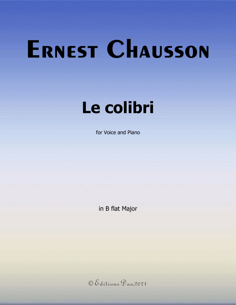 Le colibri, by Chausson, in B flat Major Voice scores gallery preview page 1