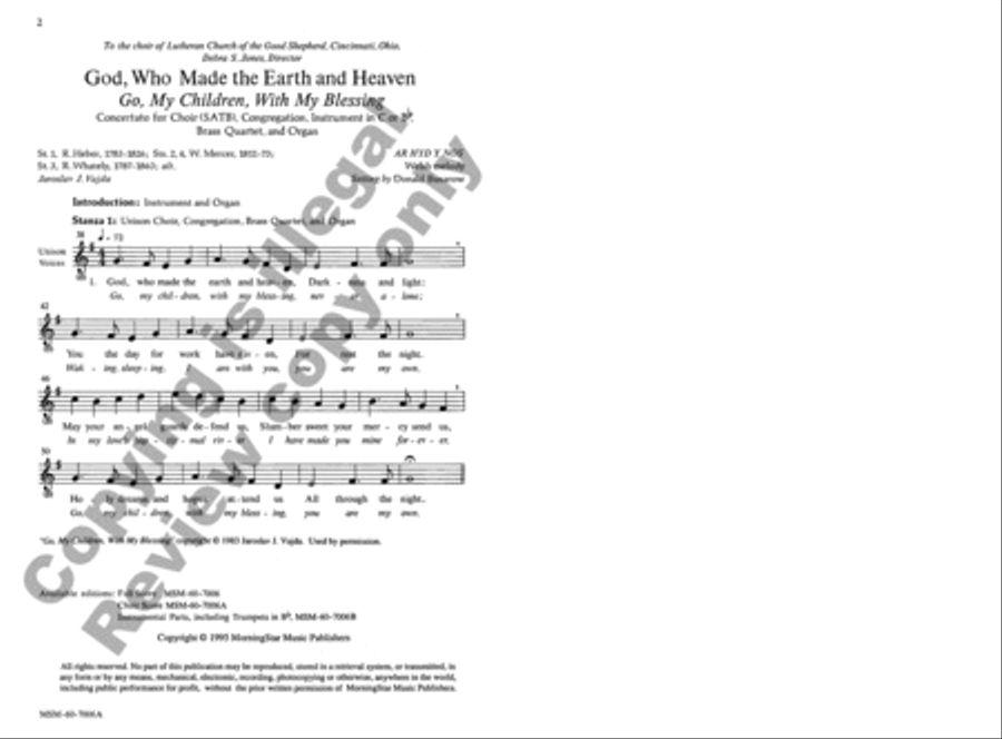 Go, My Children, with My Blessing God, Who Made the Earth and Heaven (Choral Score) 4-Part scores gallery preview page 2