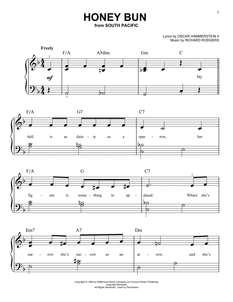Download Digital Sheet Music of South Pacific for Easy Piano