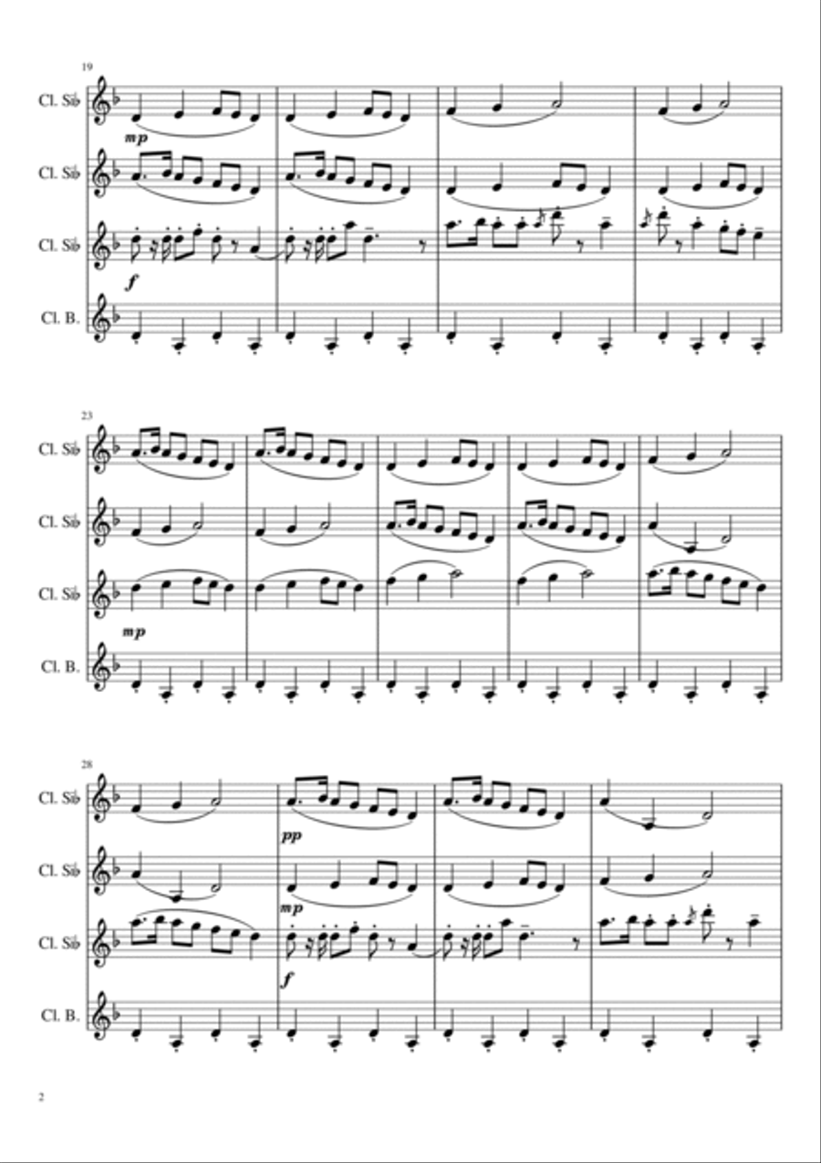 Gustav Mahler Funeral March (from Symphony No. 1) for Clarinet Ensemble Woodwind Quintet scores gallery preview page 3