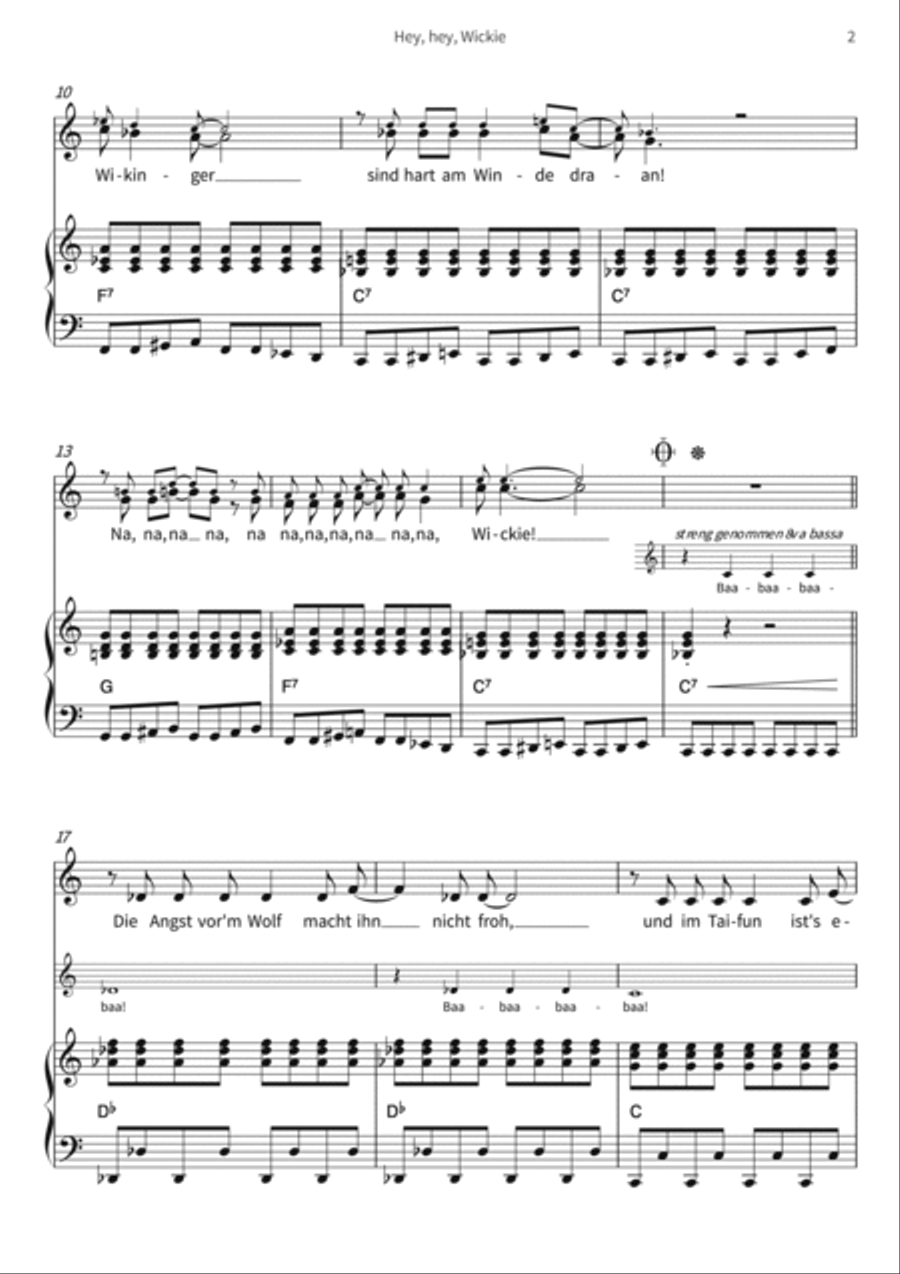 Hey, hey, Wickie Hey, hey, Wickie Piano, Vocal, Guitar scores gallery preview page 4