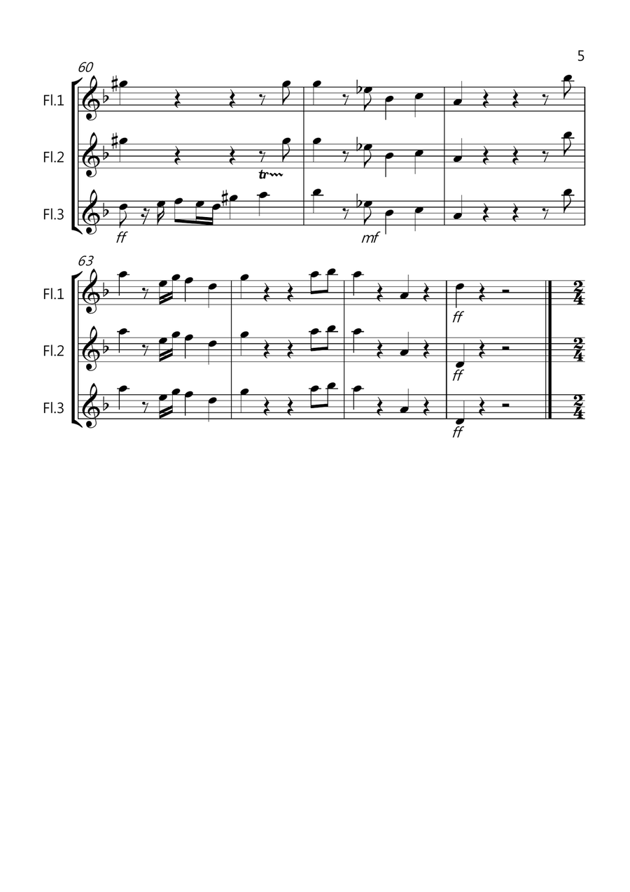 3 Halloween Pieces for Flute Trio Flute Solo scores gallery preview page 5