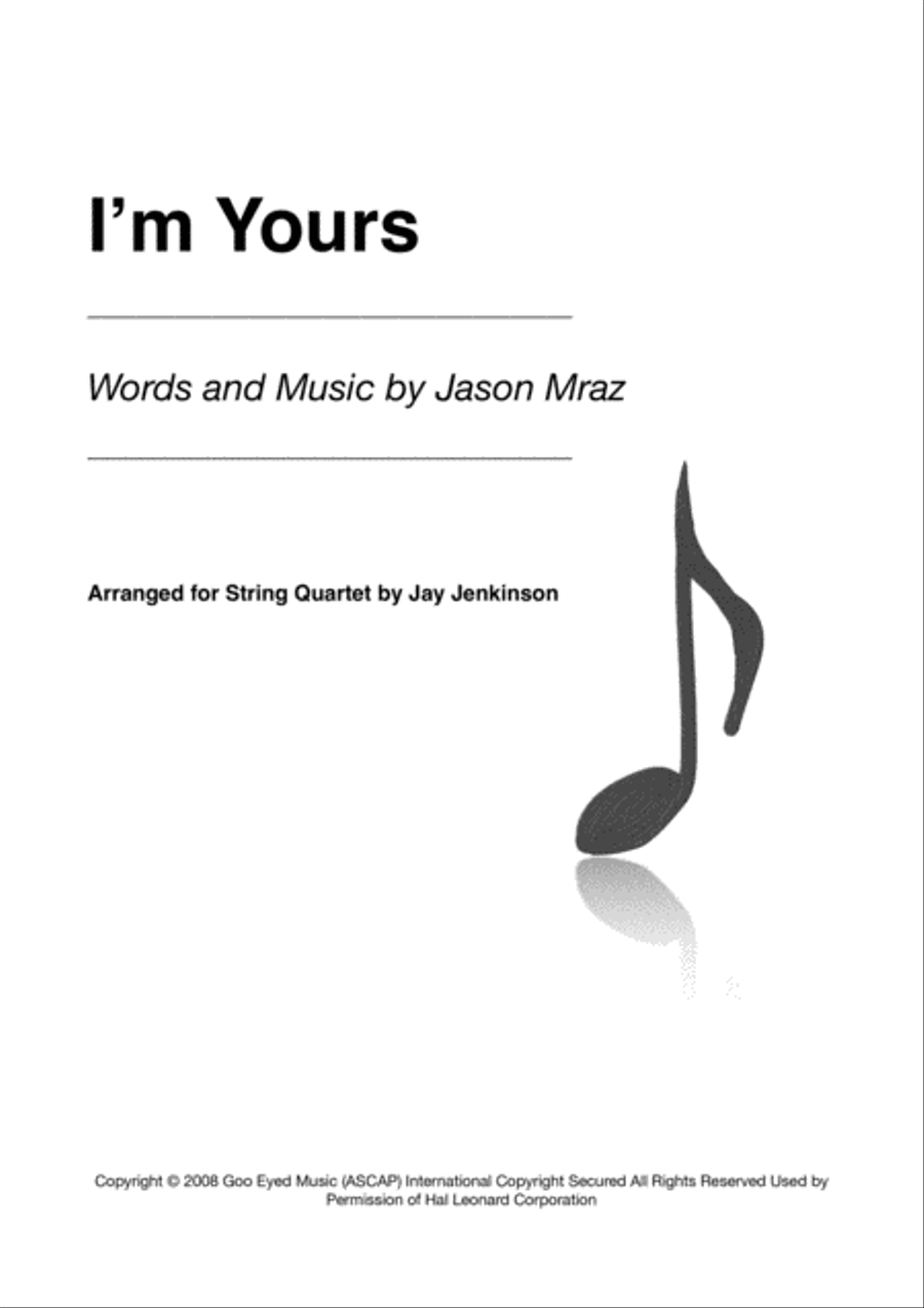 I'm Yours String Quartet scores gallery preview page 1