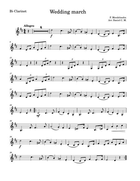 Wedding march by Mendelssohn for clarinet (easy) image number null