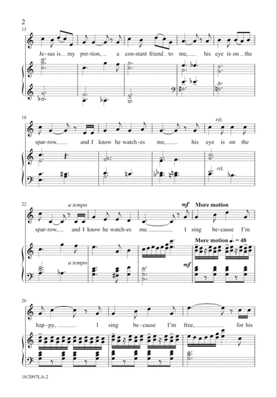 His Eye Is On The Sparrow 4-Part scores gallery preview page 3