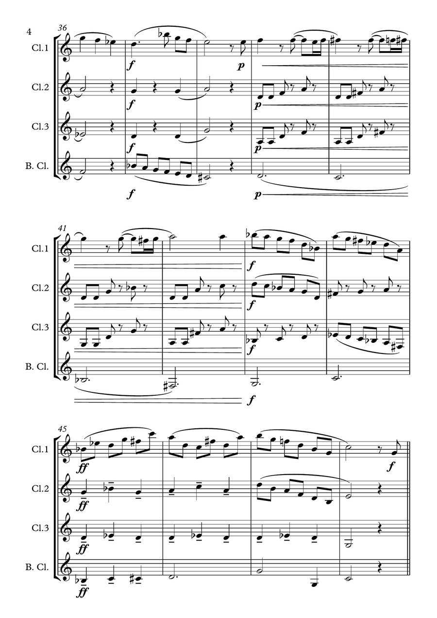 Woodland - Clarinet Quartet Clarinet Quartet scores gallery preview page 4