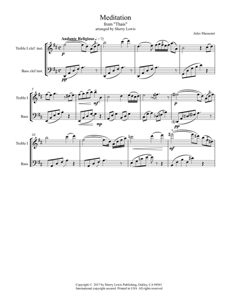 MEDITATION from 'THAIS' for Duo for String Duo of violin and cello, Woodwind Duo, any combination of image number null