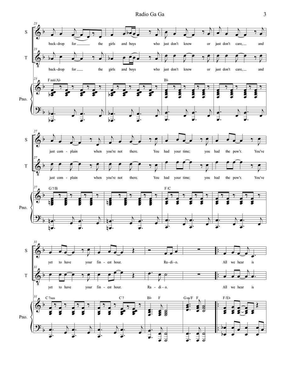 Radio Ga Ga Choir scores gallery preview page 3