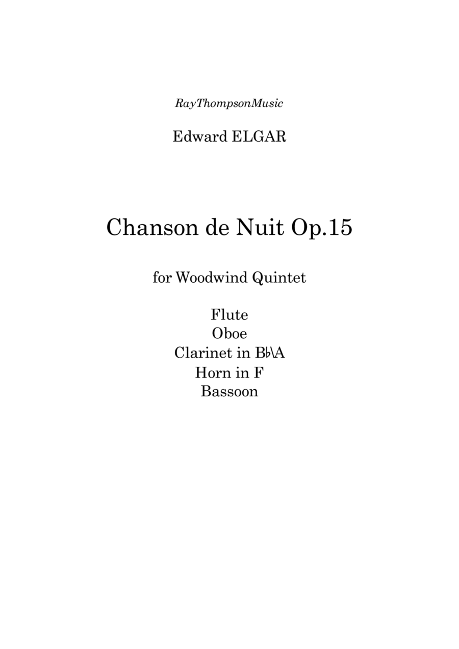 Elgar: Chanson de Nuit Op.15 No.1 - wind quintet Woodwind Quintet scores gallery preview page 1