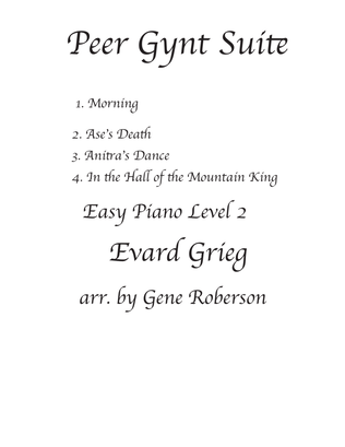 Peer Gynt Suite for Easy Piano Four Movements