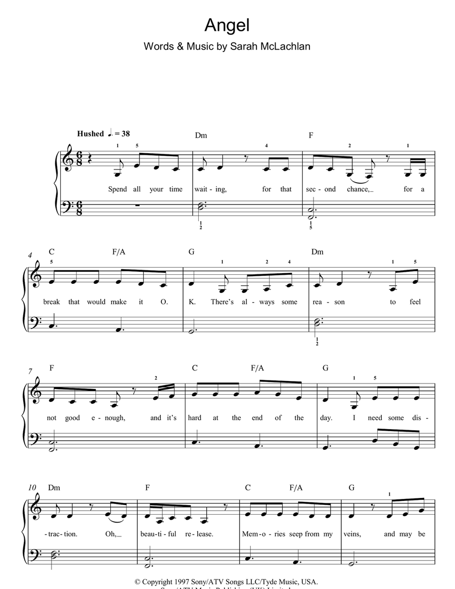 Angel Angel Easy Piano scores gallery preview page 1